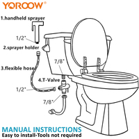 Ensemble de bidet WC en acier inoxydable, pulvérisateur portatif moderne en nickel brossé, facile à utiliser pour la salle de bain, directement de l'usine