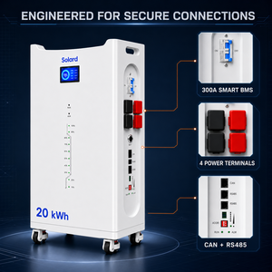 Batterie onduleur empilable 20 kWh pour appareils électroménagers 51,2 V 400 Ah LiFePO4 6,2 kW Hybride avec BMS intelligent CAN/WiFi RS485 et surveillance 8000 cycles - Product Image 3