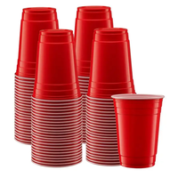 Tasse de fête en plastique rouge tasse jetable grand anniversaire 16 Oz tasses de bière-pong