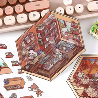 Perlengkapan Alat Tulis Lucu untuk Mengurangi Stres Ukuran Besar Stiker DIY Adegan Miniatur Visual 3D