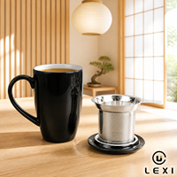 Mug à thé en céramique avec logo personnalisé, infuseur en acier inoxydable, tasse à café en porcelaine blanche avec filtre à thé pour le bureau et la maison