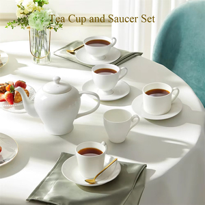 Juego de taza y platillo de té de porcelana fina blanca, taza de té de la tarde inglesa vintage, taza de café árabe - Product Image 4
