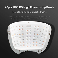 Lampe à ongles UV LED professionnelle 180W haute puissance, portable, rechargeable, en plastique, pour usage domestique et en salon, pour le durcissement du vernis gel