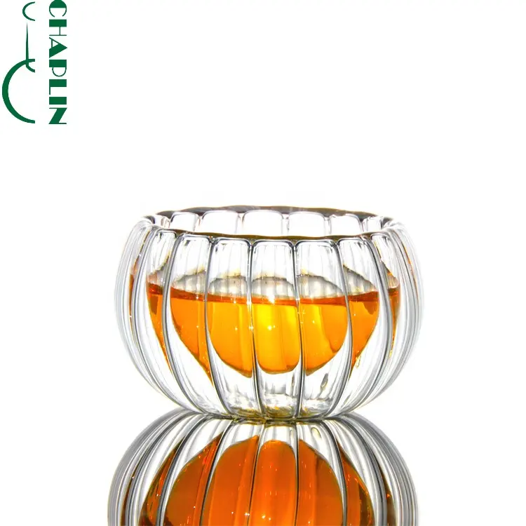 Vetro a doppia parete di zucca bicchierino di vetro Anti scottature Mini Pu Erh tazza di tè a buon mercato 80ML