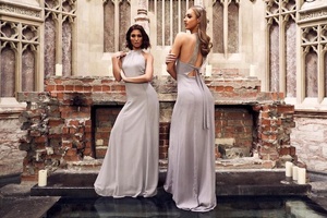 moda <span class=keywords><strong>de</strong></span> encargo gris corbata Halter <span class=keywords><strong>de</strong></span> encaje vestido <span class=keywords><strong>de</strong></span> noche <span class=keywords><strong>de</strong></span> gasa calidad piso longitud dama <span class=keywords><strong>de</strong></span> <span class=keywords><strong>honor</strong></span> vestido - Product Image 2