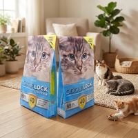 Sacs en plastique à fond plat avec fermeture éclair refermable à quatre soudures, personnalisables avec logo, prix usine OEM, pour litière pour chat