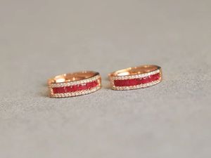 Pendientes de Aro Xinfly Classic OEM de Oro Amarillo Sólido de 18 Quilates AU750 con Corte Princesa y Diamantes de Rubí - Product Image 5