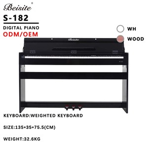 Beisite S-182 88-Key kỹ thuật số thẳng đứng Đàn piano điện tử bàn phím màu đen nắp bước-by-step trọng lượng cho những người yêu âm nhạc làm bằng nhựa - Product Image 1