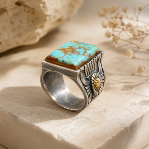 Anello Vintage Bicolore da Uomo, Anello alla Moda Stile Retrò, Accessorio per Dito dal Design Classico - Product Image 4