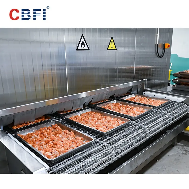 औद्योगिक उच्च गुणवत्ता वाले फ्रोजन चिकन विंग्स आईक्यूएफ क्विक फ्रोजन आईक्यूएफ टनल ब्लास्ट फ्रीजर मशीन