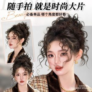 Wool Curls High Bun Wig Curly Perm Voluminous Ponytail For Women Manual Made High Temperature Wire Hair - Product Image 5