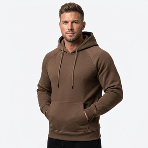Men's Hooded Fleece Sweatshirt Regular Fit Raglan Sleeve Solid Color Casual winter warm jacket long sleeve Jacket hoodie top - Product Image 1