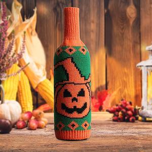 Cubierta de botella de vino de Halloween, botella de vino tejida, decoración de esqueleto, botella de vino, tela decorativa para fiesta de Halloween - Product Image 3