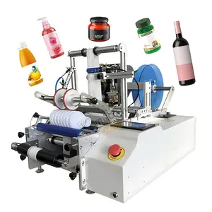 Semi otomatis skala kecil bulat Mineral air sirup botol unik anggur timah dapat Label mesin cetak
