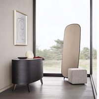 Table de chevet en placage de chêne fumé de style européen, table de chevet à pied haut, meubles de chambre à coucher, table de chevet à grand rangement