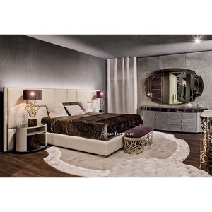Cama de tamaño <span class=keywords><strong>King</strong></span> & Queen italiana, muebles de dormitorio con cabecero grande de cuero de lujo, tamaño <span class=keywords><strong>King</strong></span> size, villa, cama moderna personalizada - Product Image 6