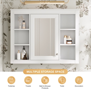 Armoire à pharmacie moderne 35 x 28, rangement mural pour salle de bain avec miroir, armoire miroir - Product Image 5