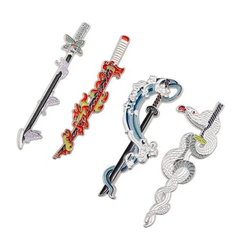 Delicate anime sword enamel pin alloy popular design badge bag accessory custom lapel pin