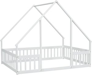 Детская кровать-домик Bellemave Modern Full Size из дерева для девочек и мальчиков с ограждением, белая - Product Image 5