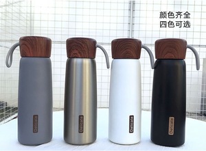 Bouteille isotherme 500ml en acier inoxydable, double paroi, avec couvercle en <span class=keywords><strong>bois</strong></span>, thermos, logo personnalisé, à personnaliser - Product Image 3