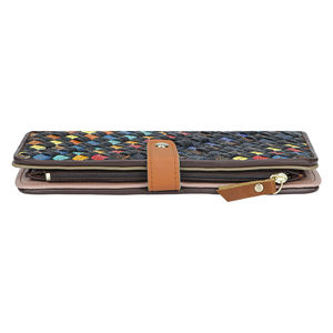 AndoBag Vintage <b>Long</b> <b>Wallet</b>, Genuine Leather Color Knitting Clutch Bag, Casual Coin Purse for Women 1790 - Product Image 4