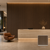 Panel de Pared Ranurado de 5 Listones WPC de 150x9mm, Textura de Madera Profunda, Fabricante OEM ODM, Personalizado, Impermeable, Moderno, para Escaleras, Gimnasios y Baños