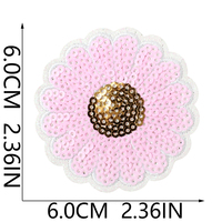 Patch thermocollant personnalisé en tissu denim avec fleur de marguerite à sequins, applique brodée florale, broderie de tournesol, alphabet, badge DIY pour
