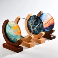 Trophée en bois massif en cristal croissant rond créatif sur mesure médaille en bois lettrage entreprise prix anniversaire