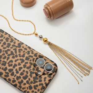 Collier à pendentif en forme de pompon, en acier inoxydable, couleur or et argent, longue chaîne pour femmes, bijoux à la mode - Product Image 4