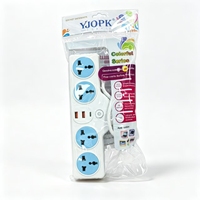 YJOPK 2M Multiprise blanche avec prises universelles bleues, ports USB Type-C et interrupteur principal unique