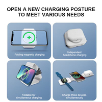 Station de charge sans fil pliable 3-en-1 multi-appareils pour voyage