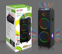 Altavoz Triple Premium de 12 Pulgadas para Eventos con Dos Micrófonos Inalámbricos para Espectáculo de Luces RGB con Sincronización Rítmica para Actuaciones en Vivo