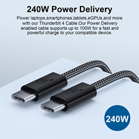 Câble de données tressé en nylon noir Câble USB4 240W Double Type-c 40Gpbs 8K30 Compatible vidéo et audio iPh 15