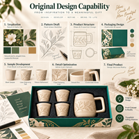Ensemble cadeau de thé et de café en céramique mouchetée gravée au laser, boîte cadeau florale de luxe, design personnalisé pour mariage, entreprise, fête, vente en gros