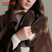 Pantoufles mocassins douillettes en daim doublées de fourrure de cachemire pour homme et femme, chaussures d'intérieur et d'extérieur antidérapantes pour l'hiver, avec logo personnalisé