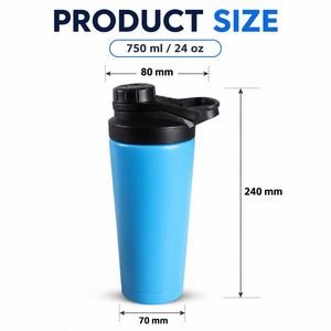 Custom logo 24 oz Insulated Metal <b>Shakers</b> <b>Bottles</b> Cup for <b>Protein</b> Mixes and Pre Workout Leak Proof Stainless Steel <b>Shaker</b> <b>Bottle</b> - Product Image 3