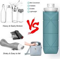 Bouteille d'eau pliable ultralégère HSM 250 ml 500 ml, ensemble de flacons souples sans BPA avec sangle réglable pour la course en trail