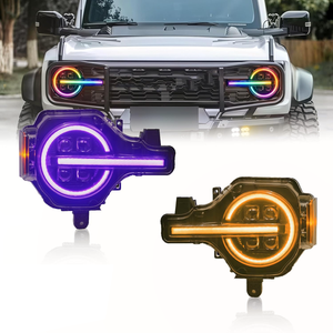 Conjunto de Faros Delanteros Plug and Play con Luces Intermitentes para <span class=keywords><strong>Ford</strong></span> <span class=keywords><strong>Bronco</strong></span> 6.ª Generación 2021-2026 con Luces de Giro RGB+W DRL LHD, L+R - Product Image 4