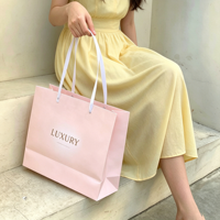 Sacs cadeaux de luxe en papier blanc de haute qualité, imprimés avec logo personnalisé, pour bijoux, vêtements et emballages cadeaux