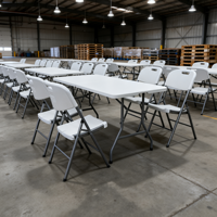Table de pique-nique pliable en deux de 72 pouces résistante aux rayures, en plastique robuste résistant aux intempéries pour le camping