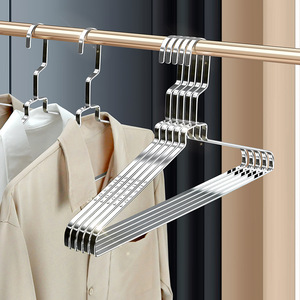 Stainless Steel Clothes Hanger 8mm Thickened Flat Strip Hook Type Rectangle Drying Rack For Pants Skirts Overcoats - Product Image 1