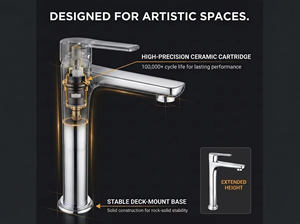Grifo de lavabo cromado de altura extendida, mezclador alto para baño, grifo monomando de agua fría y caliente SL-367 - Product Image 3
