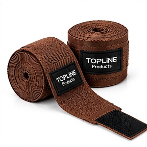 TOPLINE Products Brown Cotton Elastic Handwraps Breathable hand Wrap <b>Tape</b> for Muay Thai Weight Lifting - Product Image 1