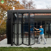 Porte de garage pliante verticale isolée et insonorisée Clearview OEM/ODM avec verre en aluminium pour maisons modernes