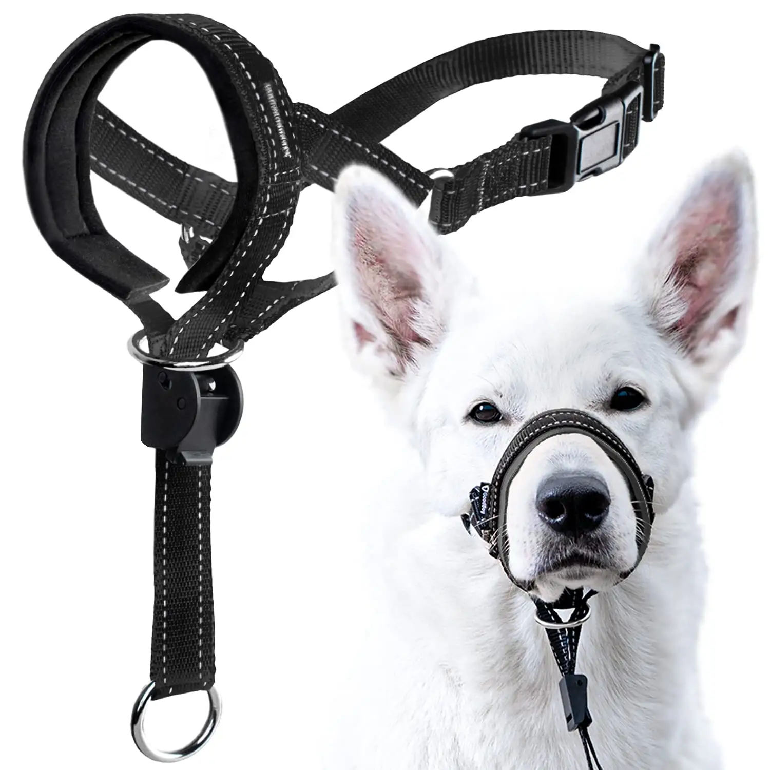 Dog Head Halter with Safety Strap Stops Heavy Pulling On The Leash Padded Head Collar for Small Medium and Large Dog Sizes