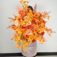 Nieuwe aanwinst: Oranje zijden kunstbloemenbal voor bruiloftsceremonie, zaaldecoratie, gangdecoratie, tafelarrangement