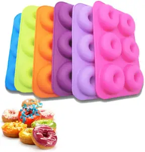 6 cavities heat resistant nonstick baking tray cake mold silicone donut molds for baking bpa free