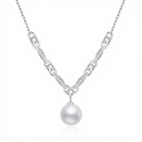 Collier pendentif perle en argent sterling S925 avec chaîne à maillons en moissanite, bijoux de luxe légers pour femme, parure de bijoux en pierres précieuses