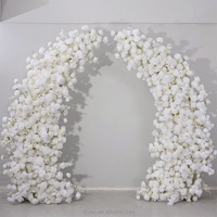 Arche de fleurs artificielle personnalisée en rose bordeaux et eucalyptus pour mariage, arrangement floral pour toile de fond de fête