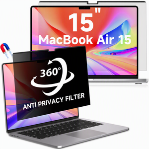 Super Oferta 360 °   Protetor de Tela Magnético de Privacidade 4 Vias para MacBook Air 15 Polegadas, Anti-Espião, Anti-Reflexo, Filtro Removível para Laptop